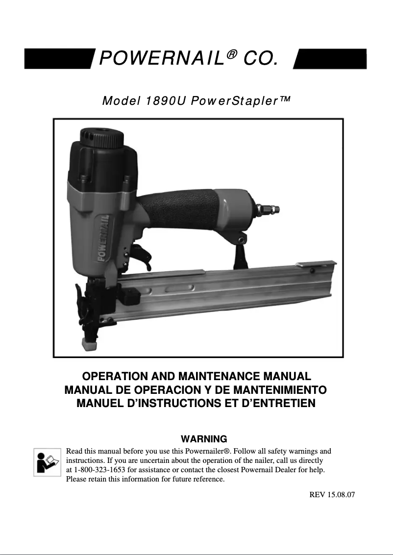 Page n°1 - Manuel utilisateur POWERNAIL 1890U