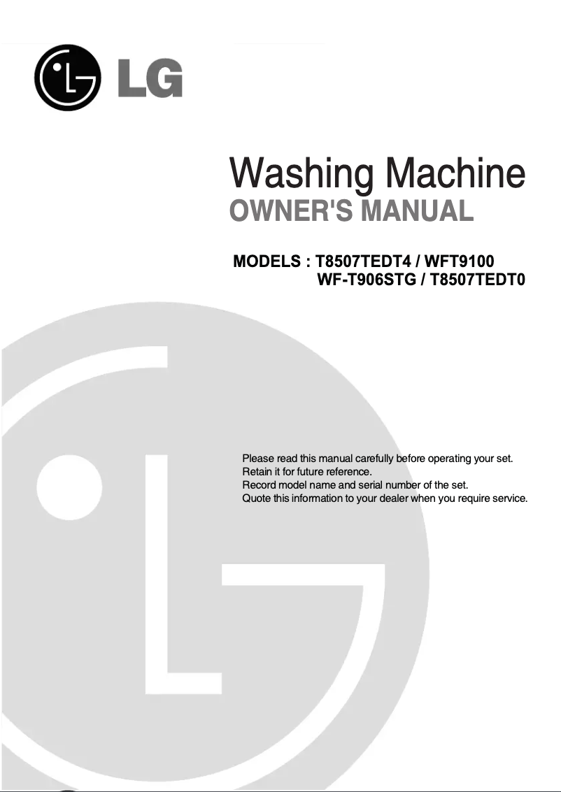 Page n°1 - Manuel utilisateur LG WF-T906STG