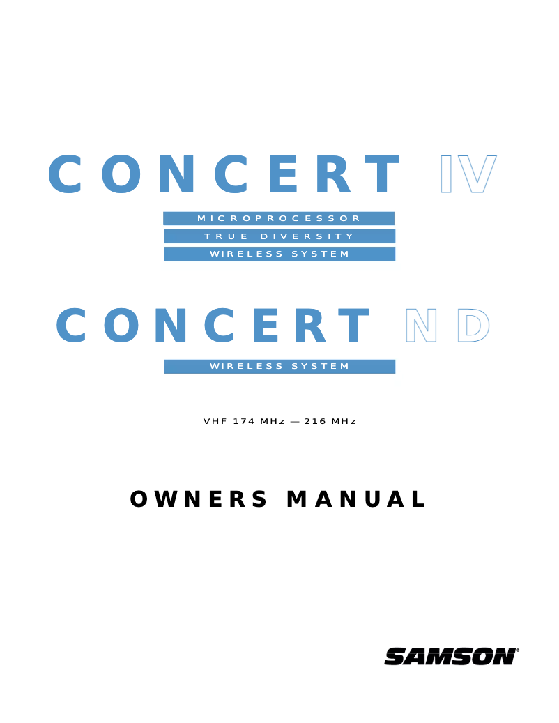 Page 1 de la notice Manuel utilisateur Samson Concert ND