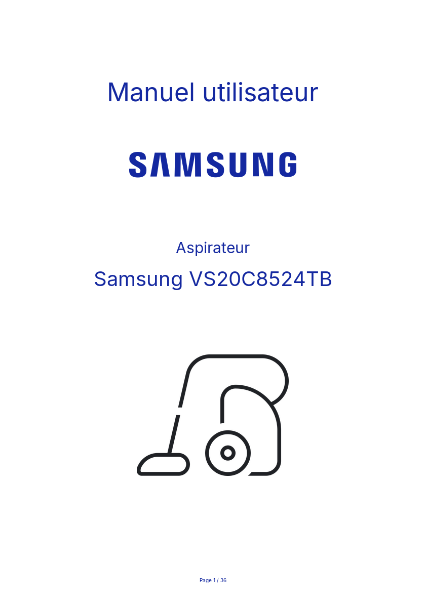 Image de la première page du manuel de l'appareil VS20C8524TB