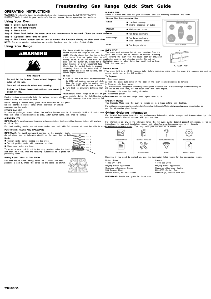 Page 1 de la notice Guide de démarrage rapide Maytag MGR6600FW