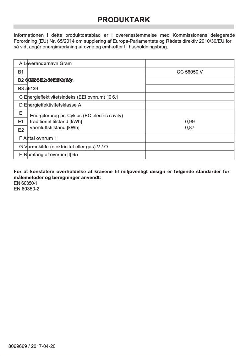Page n°1 - Manuel utilisateur Gram CC 56050 V