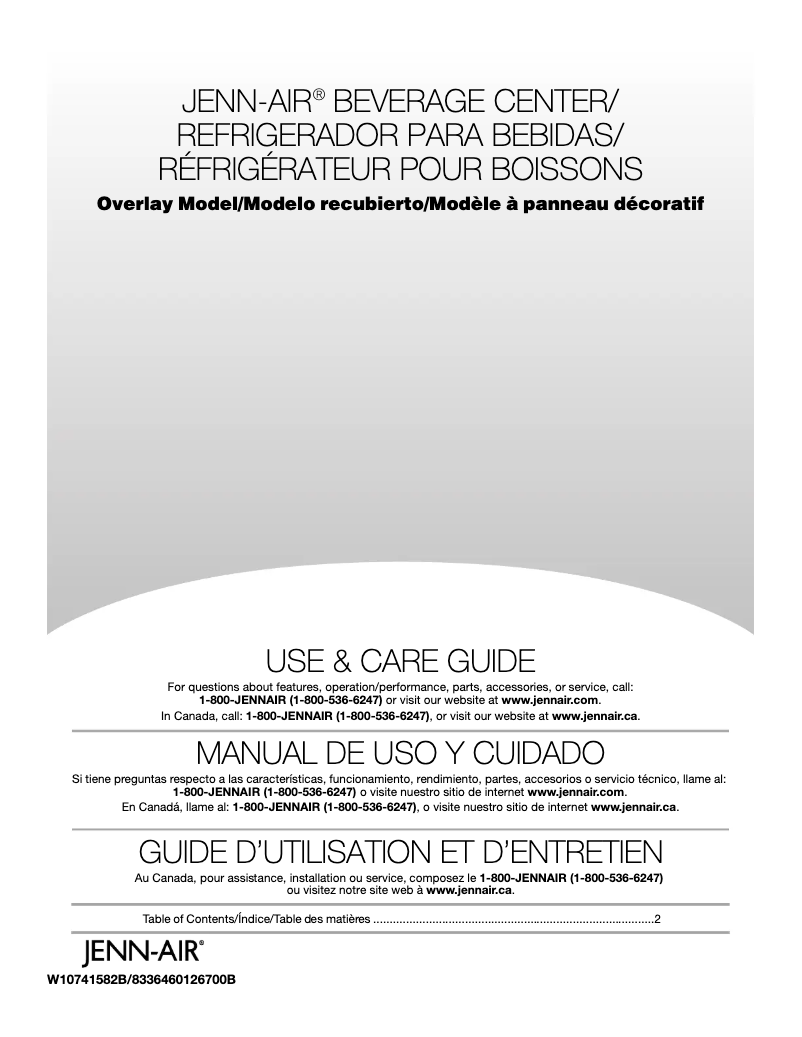 Page n°1 - Manuel utilisateur JennAir JUB24FRECX