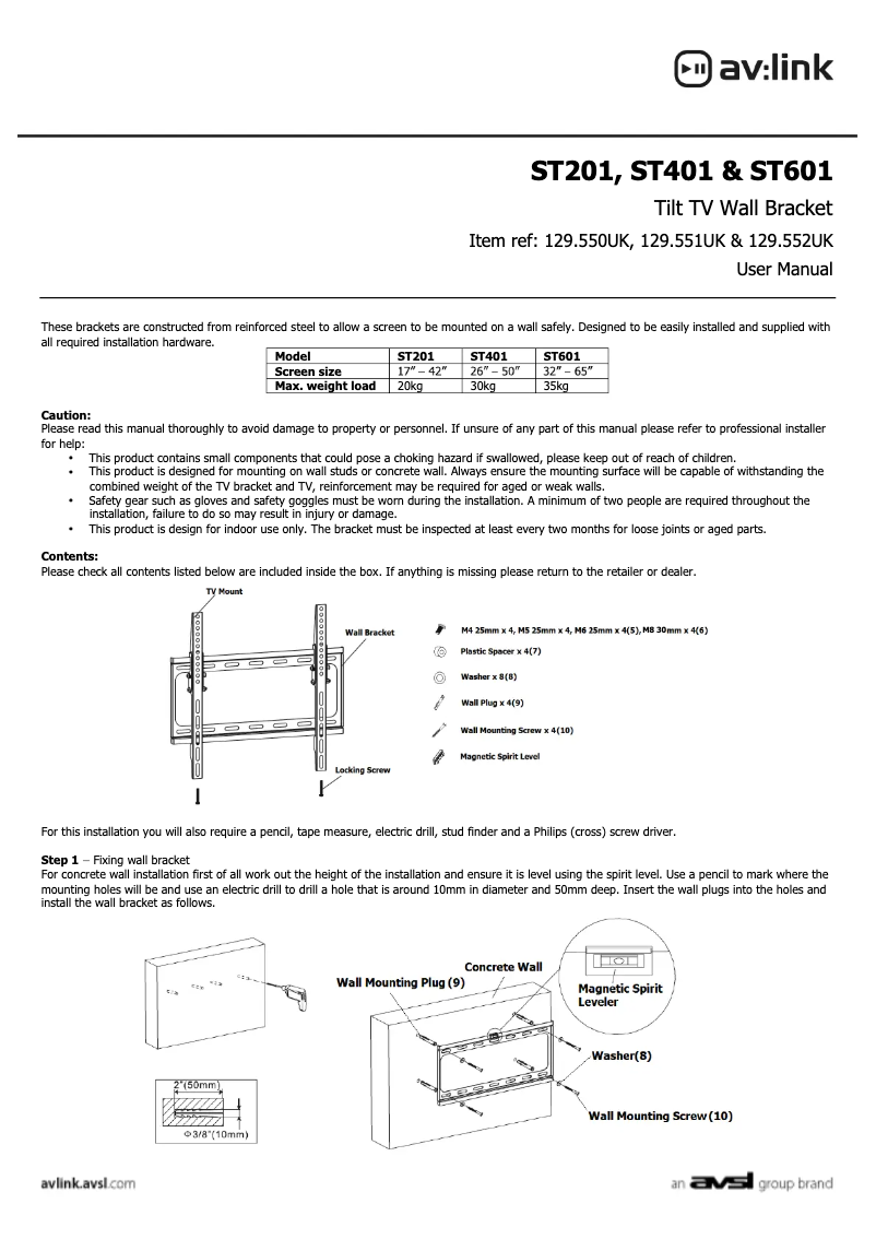 Page n°1 - Manuel utilisateur AV:link ST401