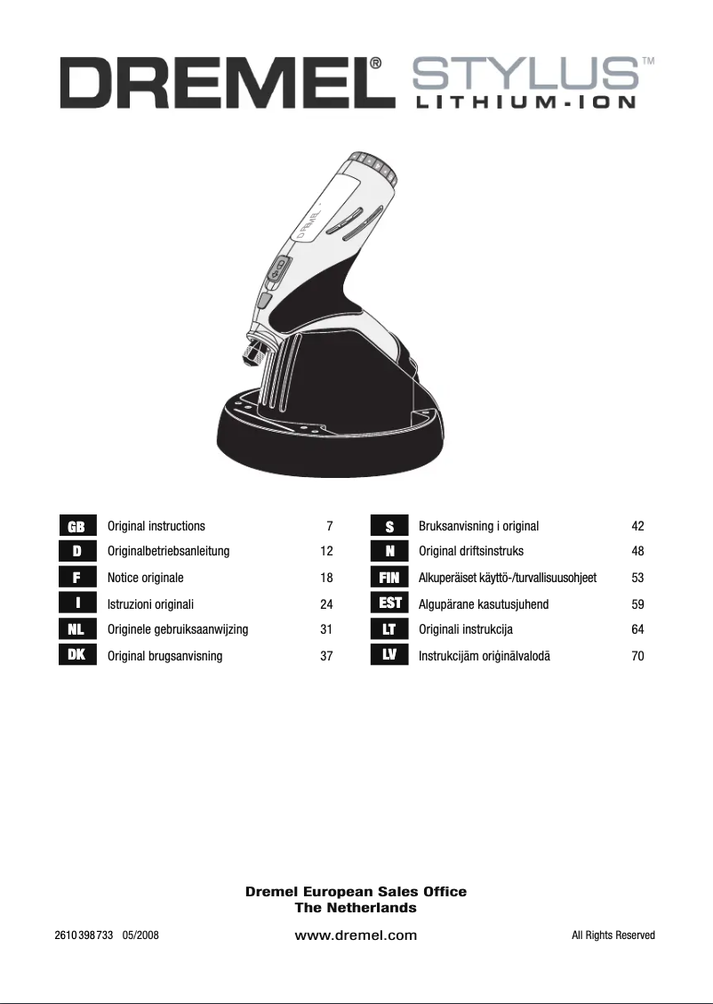 Image de la première page du manuel de l'appareil Stylus Lithium-Ion