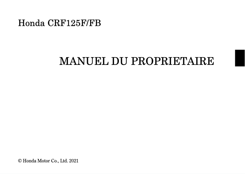 Page 1 de la notice Manuel utilisateur Honda CRF125F (2022)