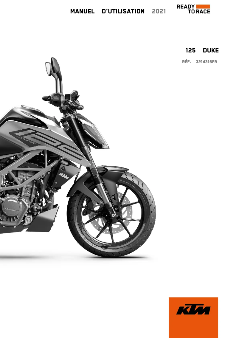 Page 1 de la notice Manuel utilisateur KTM 125 Duke (2021)