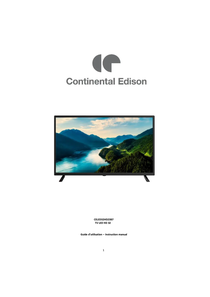 Page 1 de la notice Manuel utilisateur Continental Edison CELED32HD23B7
