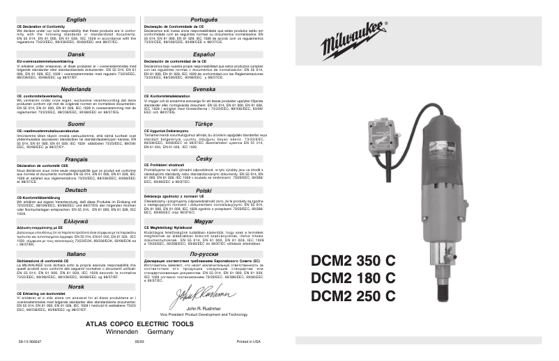 Page 1 de la notice Manuel utilisateur Milwaukee DCM 2-250 C