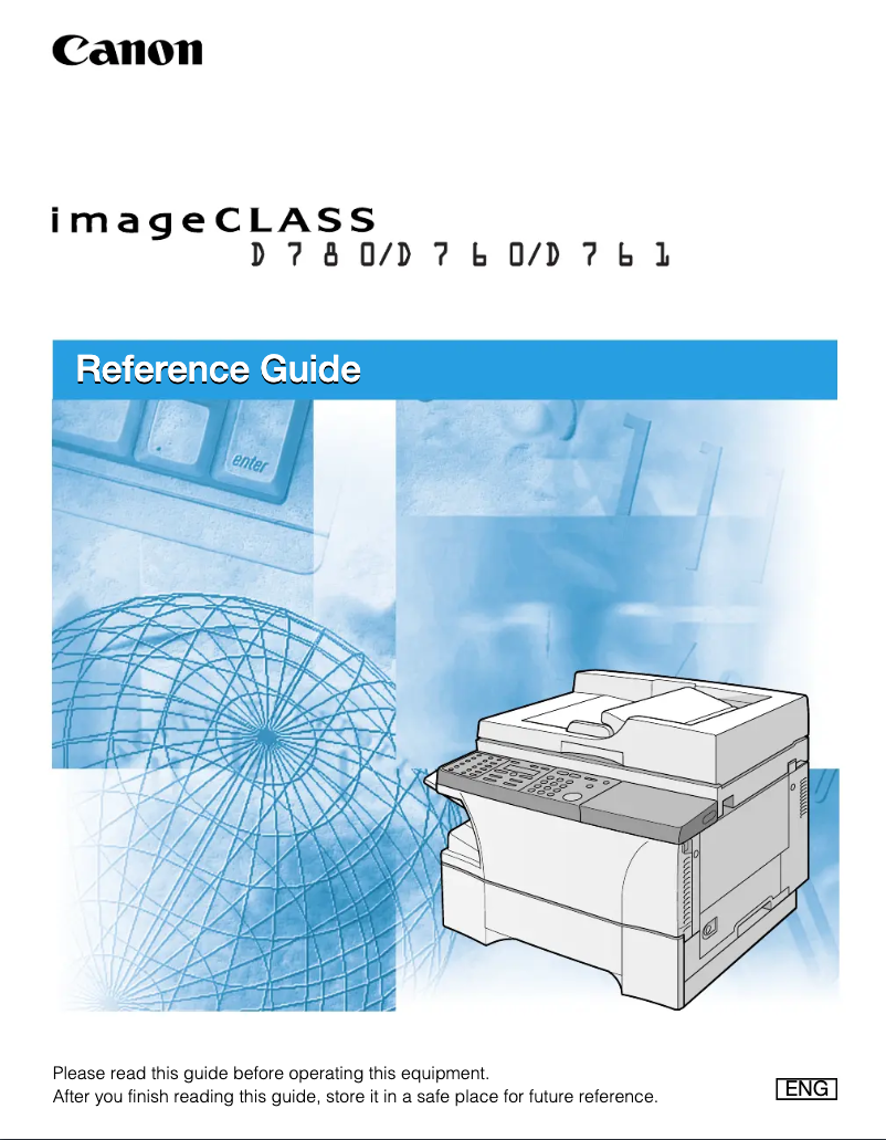 Page n°1 - Manuel utilisateur Canon imageCLASS D761