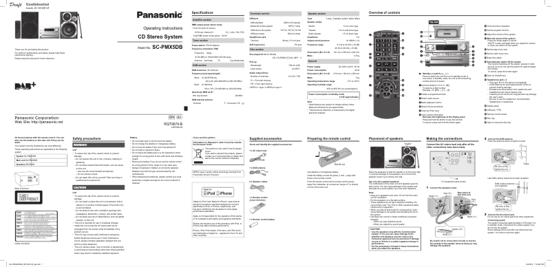 Page n°1 - Manuel utilisateur Panasonic SC-PMX5DB