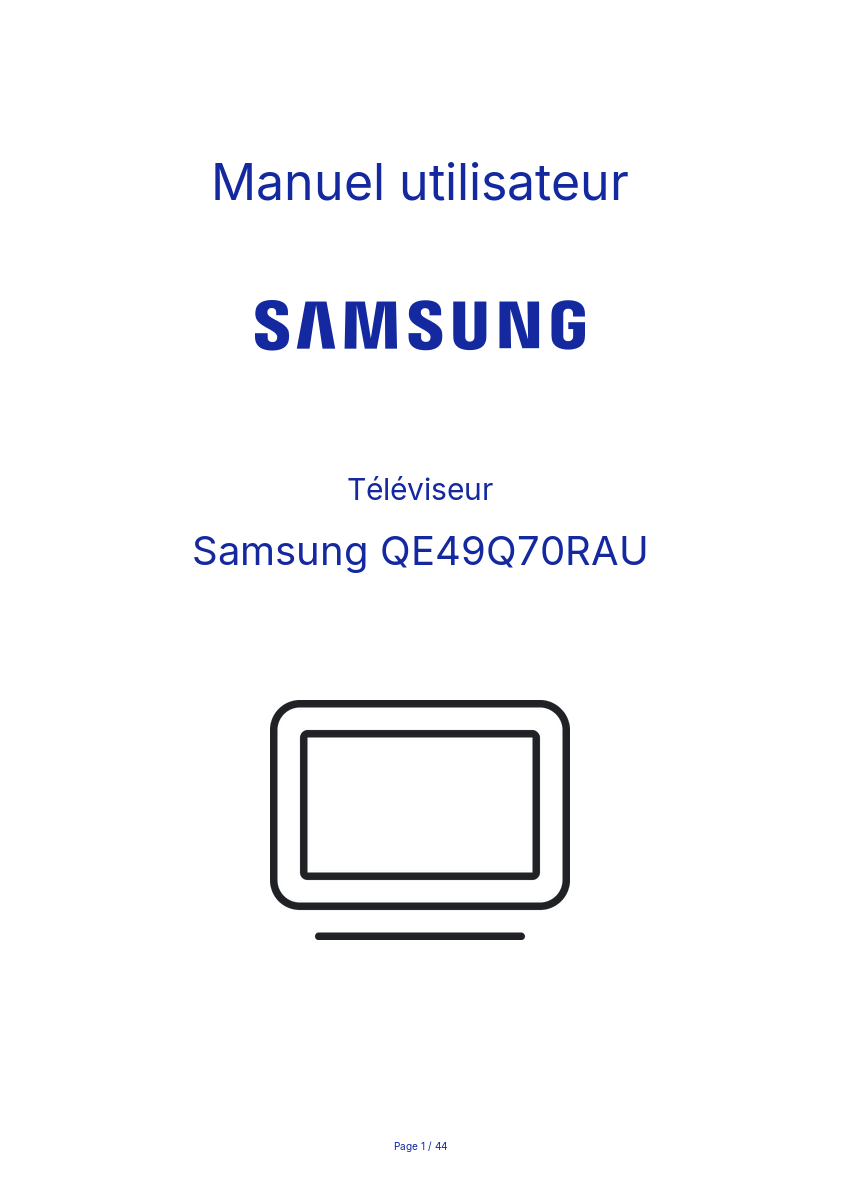 Page n°1 - Manuel utilisateur Samsung QE49Q70RAU