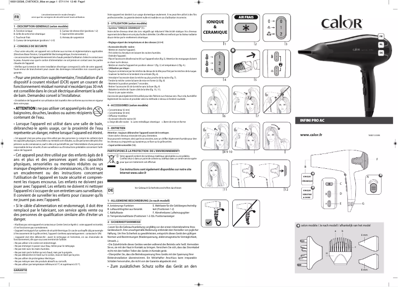 Image de la première page du manuel de l'appareil Infini Pro CV8730C0