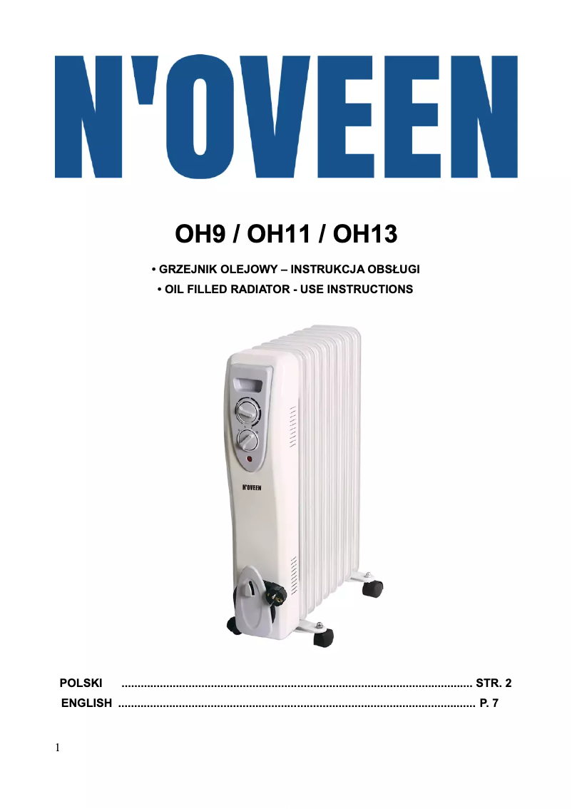 Page n°1 - Manuel utilisateur N'oveen OH11