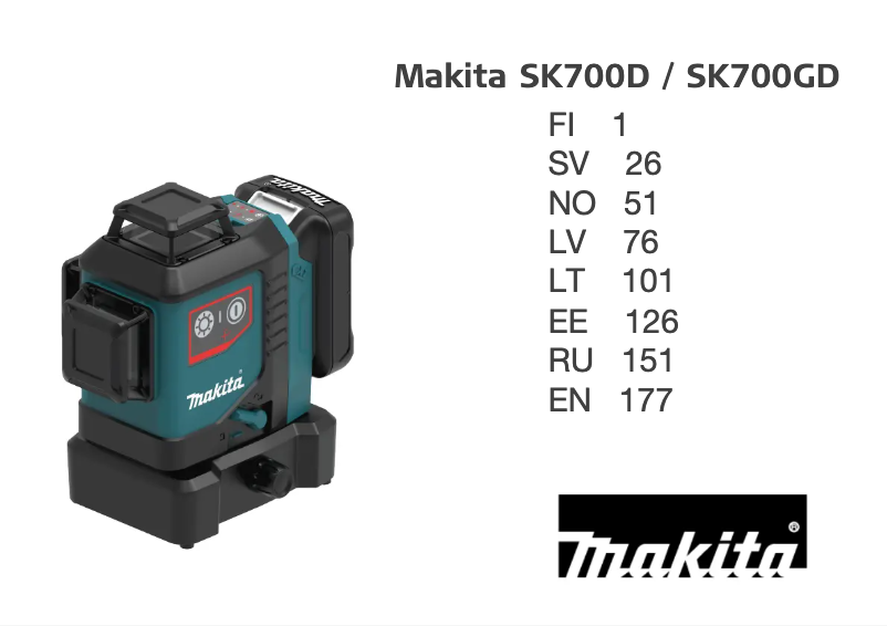 Page 1 de la notice Manuel utilisateur Makita SK700GD