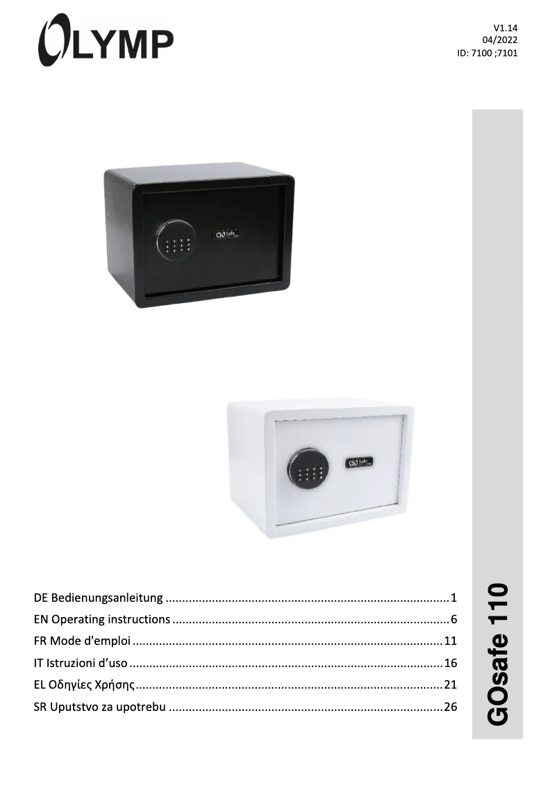 Page n°1 - Manuel utilisateur Olympia GOsafe 2.0