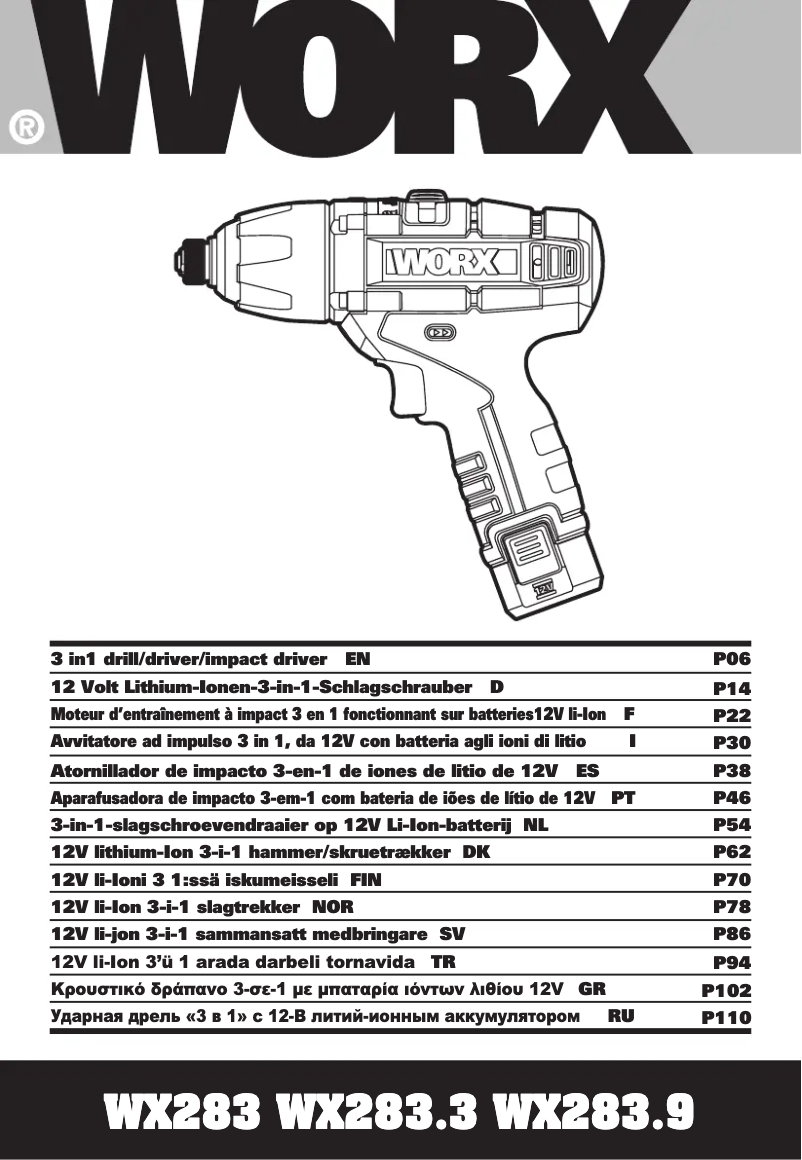 Page n°1 - Manuel utilisateur Worx WX283.9