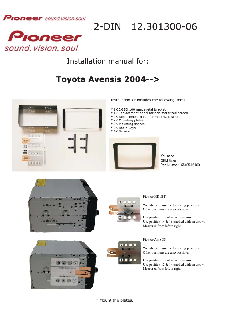 Page 1 de la notice Manuel utilisateur Pioneer 12.301300-06