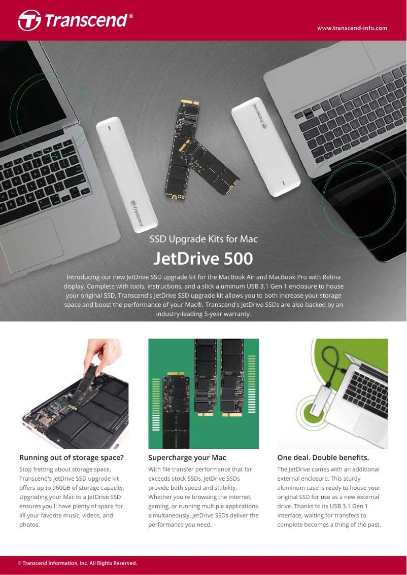Page n°1 - Fiche technique Transcend JetDrive 500