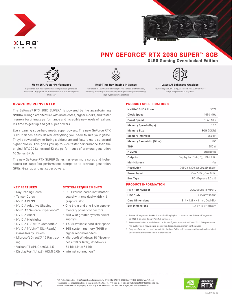 Página 1 del manual Manual de usuario PNY GeForce RTX 2080 Super OC