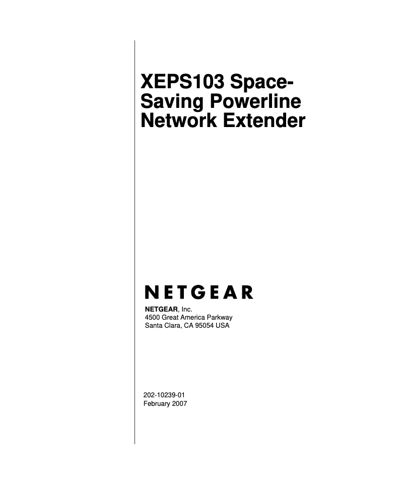 Page 1 de la notice Manuel utilisateur Netgear XEPS103