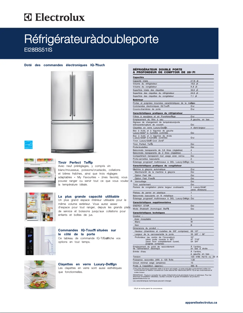 Page n°1 - Fiche technique Electrolux EI28BS51IB