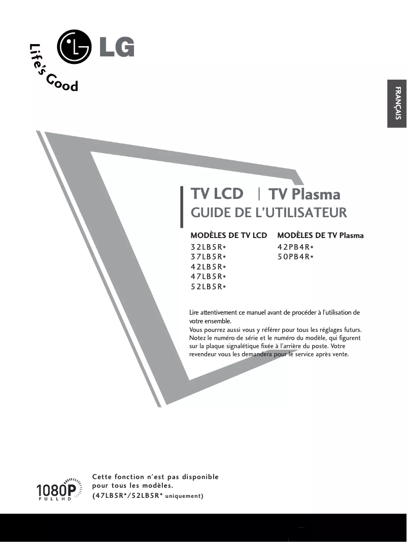 Page 1 de la notice Manuel utilisateur LG 42LB5RT