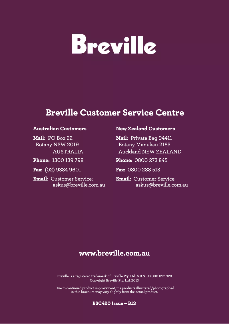 Page 1 de la notice Manuel utilisateur Breville the Smart Temp BSC420