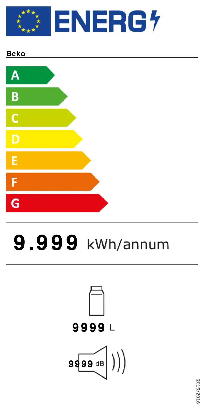 Page 1 de la notice Label énergétique Beko RSNE445DW