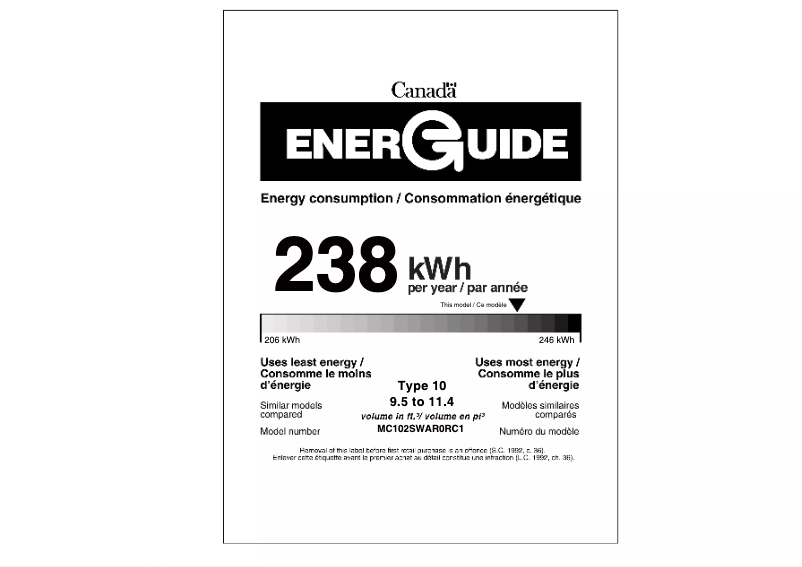 Page n°1 - Label énergétique Midea MC102SWAR0RC1