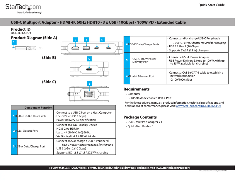 Page 1 de la notice Manuel utilisateur StarTech.com DKT31CH2CPD3