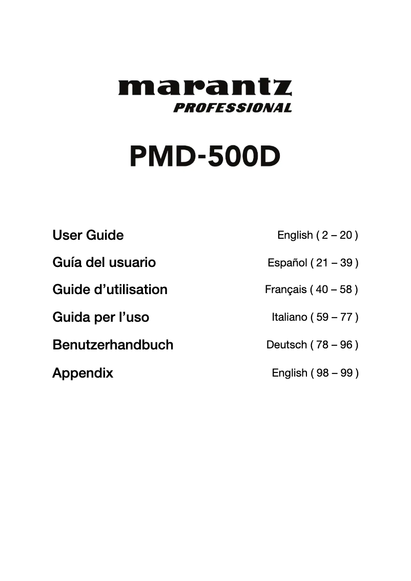 Image de la première page du manuel de l'appareil PMD-500D