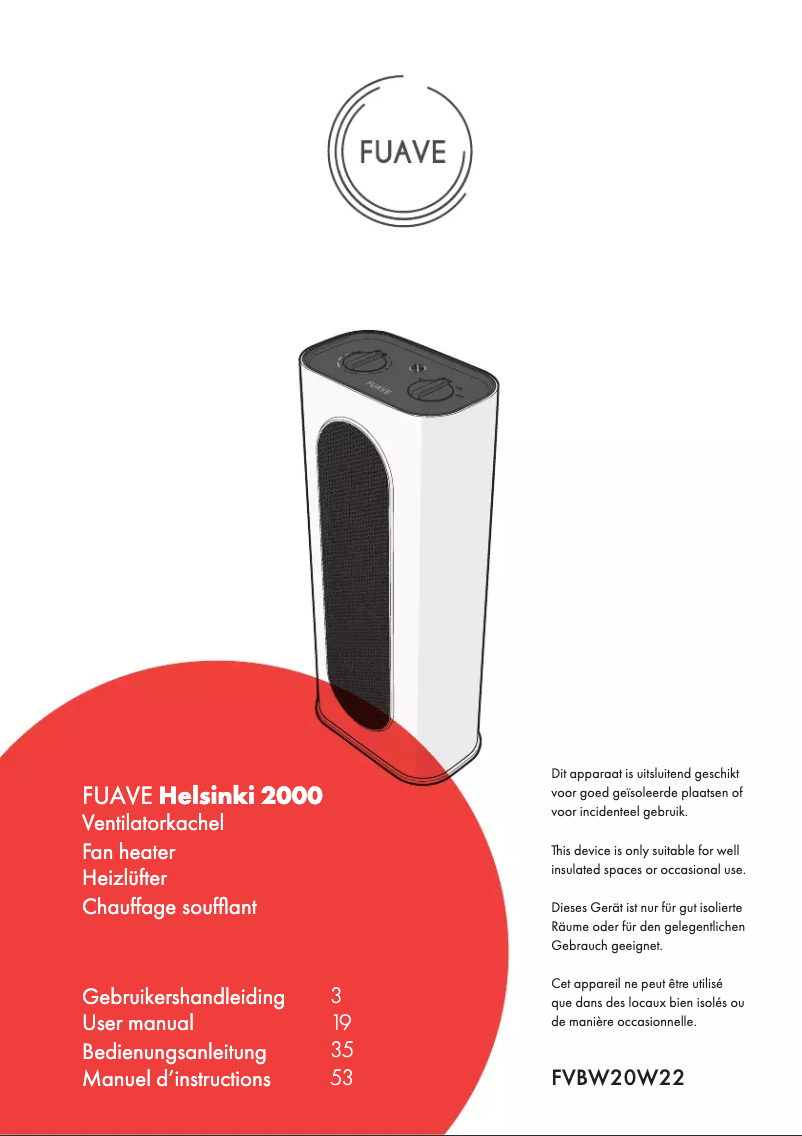 Page 1 de la notice Manuel utilisateur Fuave Helsinki 2000