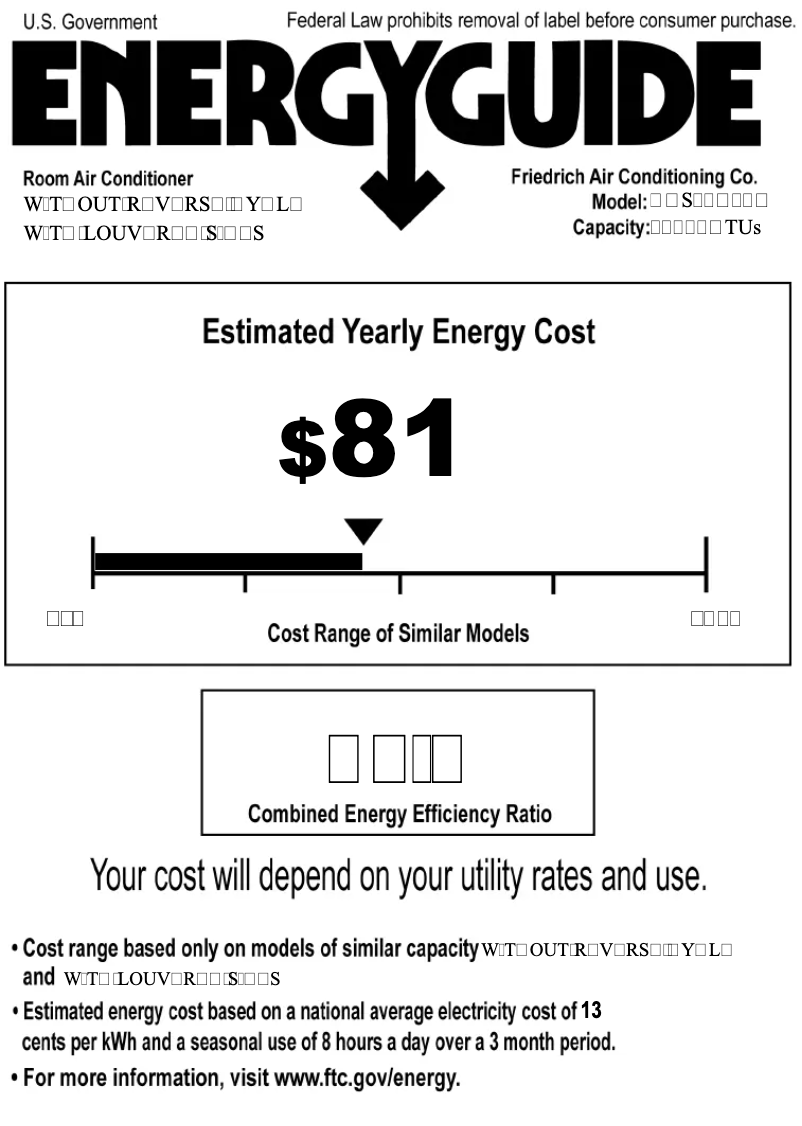 Page 1 de la notice Label énergétique Friedrich KCS10A10A