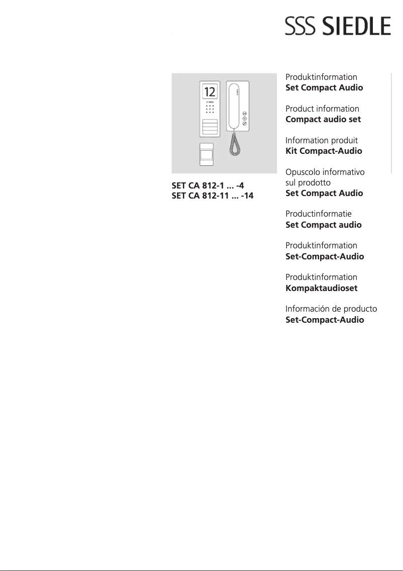 Page 1 de la notice Manuel utilisateur Siedle SET CA 812-1