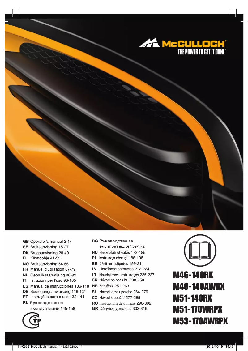 Page 1 de la notice Manuel utilisateur McCulloch M46-140AWRX