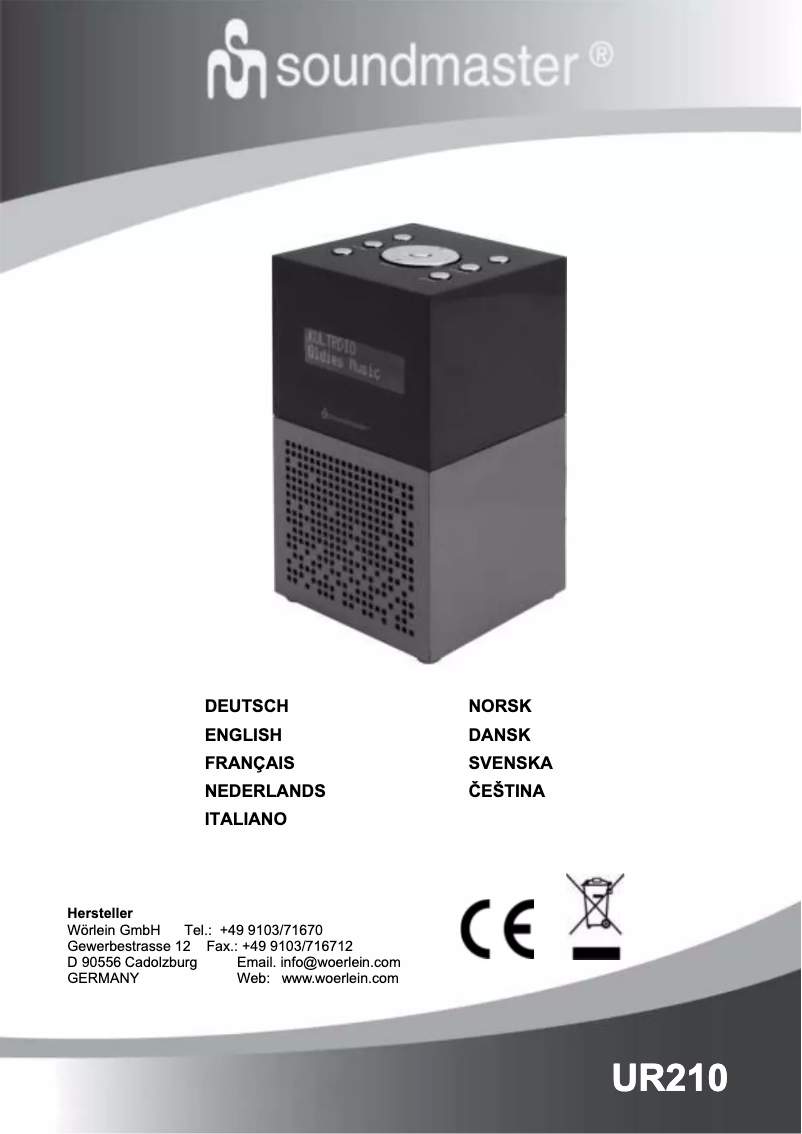 Page n°1 - Manuel utilisateur Soundmaster UR210BR