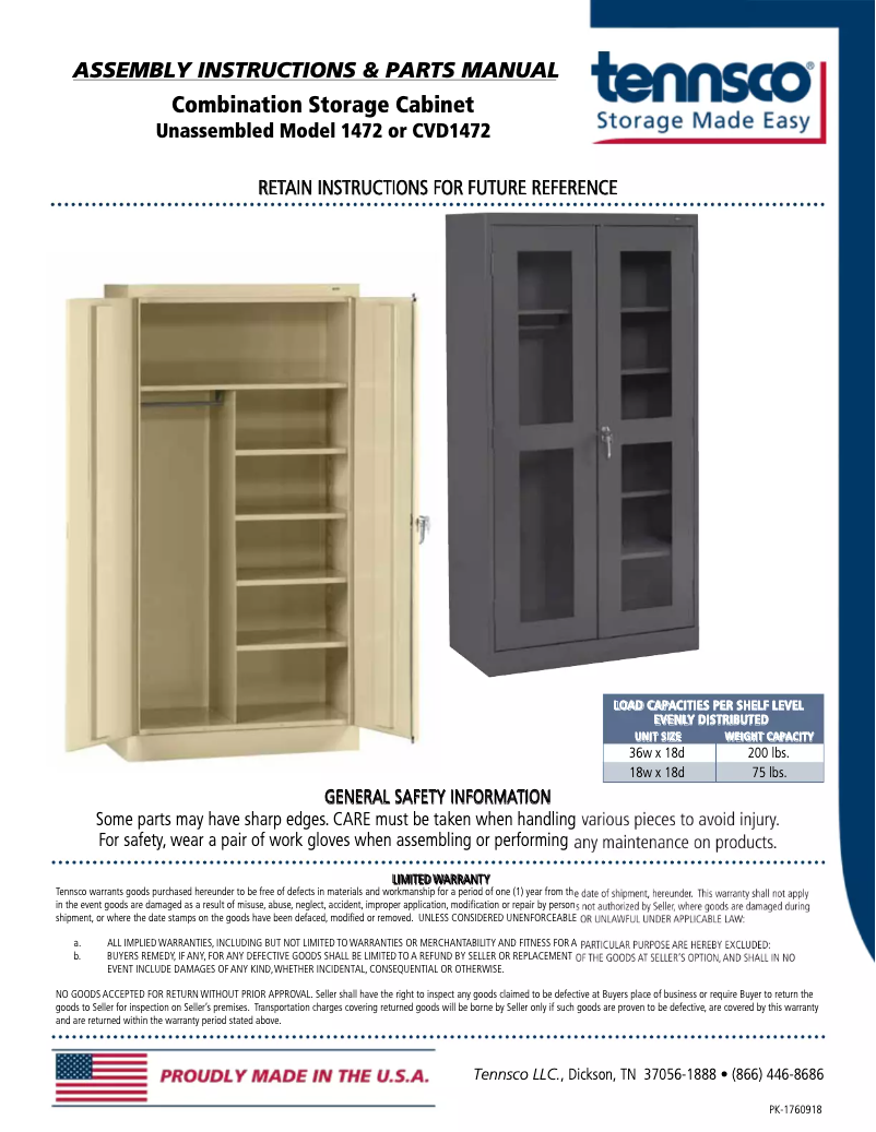 Página 1 del manual Manual de usuario Tennsco CVD1472