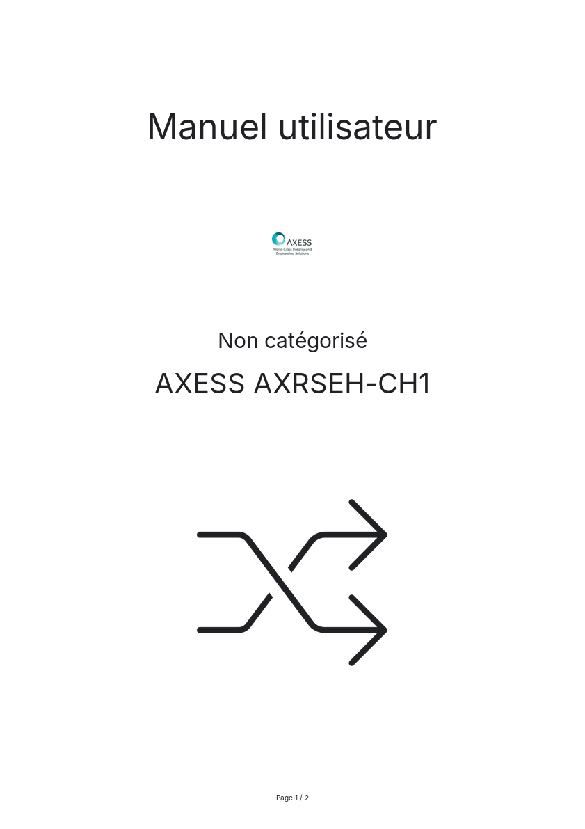Page n°1 - Manuel utilisateur AXESS AXRSEH-CH1