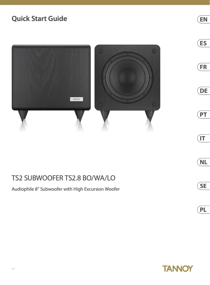 Page n°1 - Guide de démarrage rapide Tannoy TS2.8