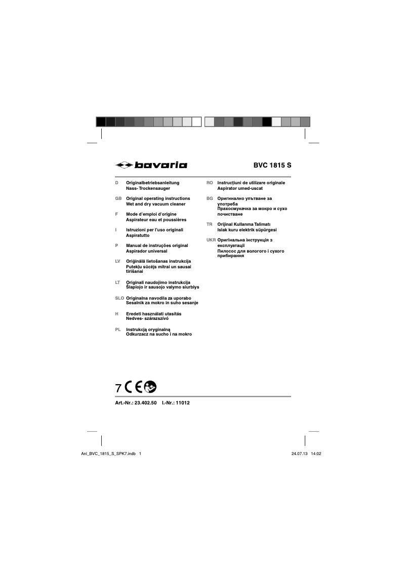 Página 1 del manual Manual de usuario Bavaria BVC 1815 S