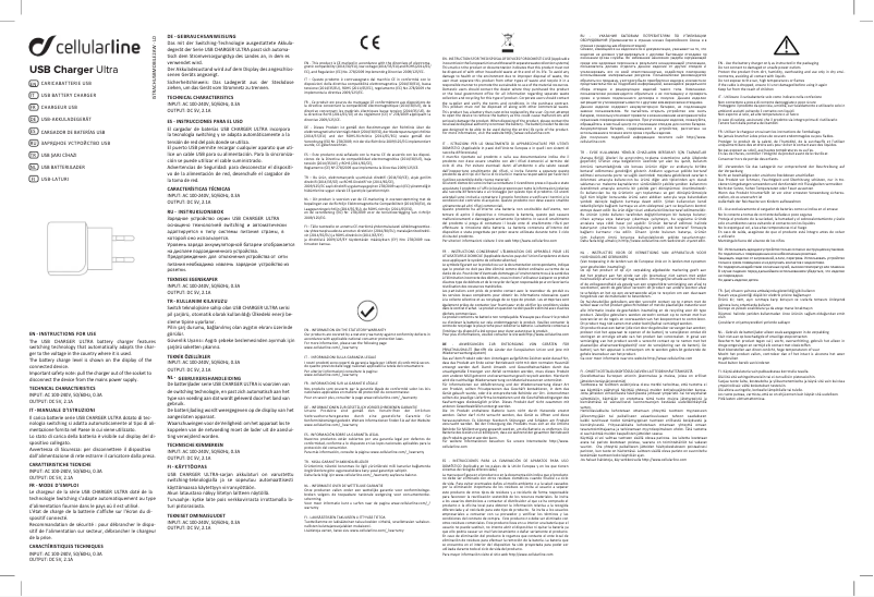 Page 1 de la notice Manuel utilisateur Cellular Line USB Charger Ultra