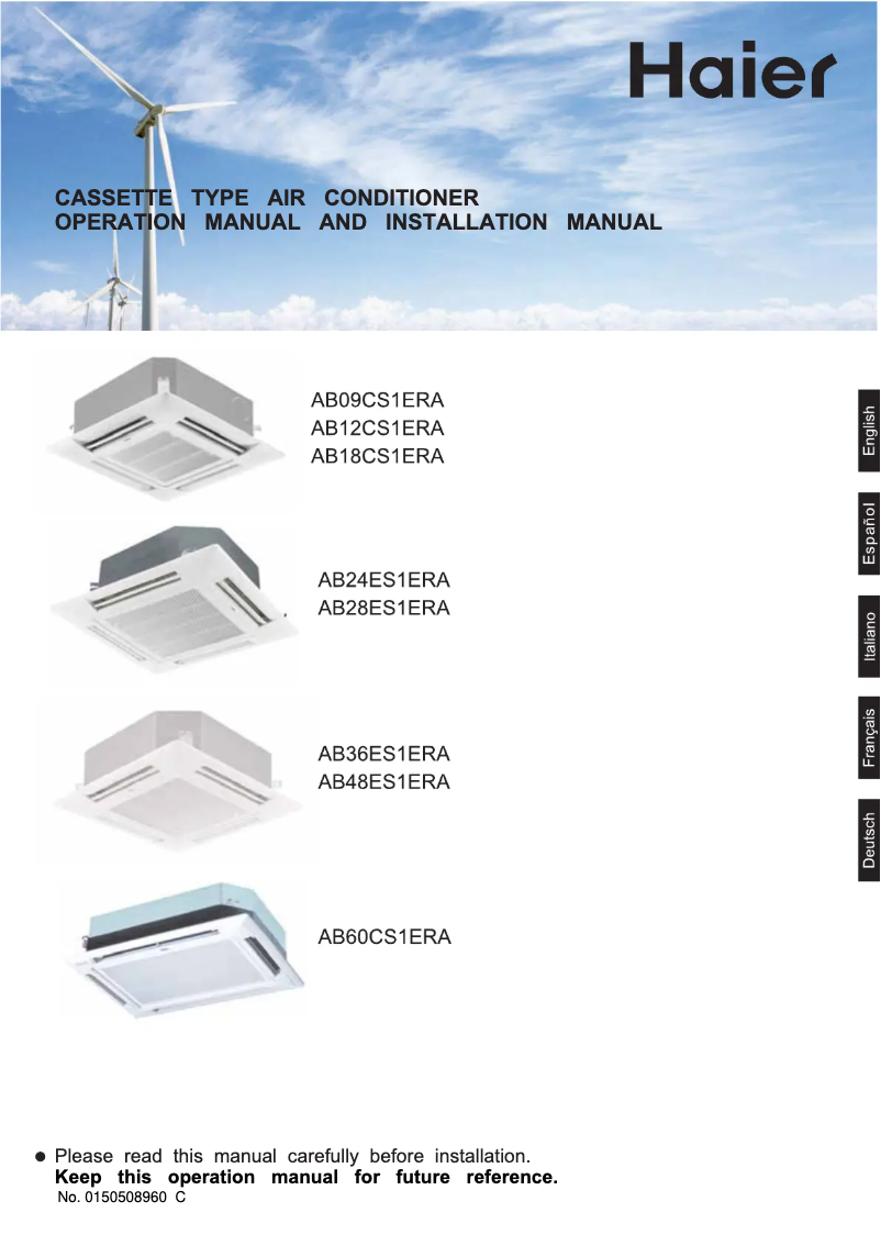 Page 1 de la notice Manuel utilisateur Haier AB24ES1ERA