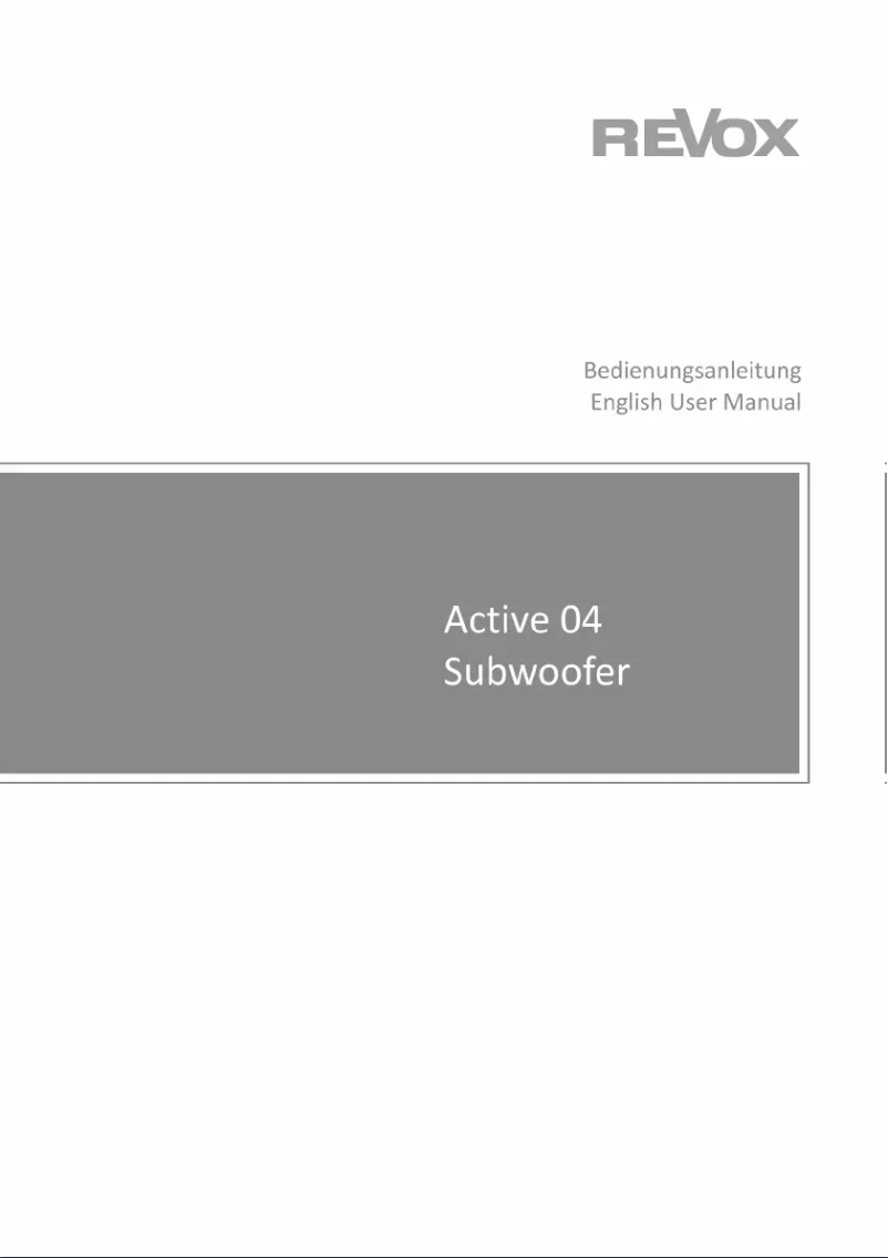 Página 1 del manual Manual de usuario Revox Bass S04 Active