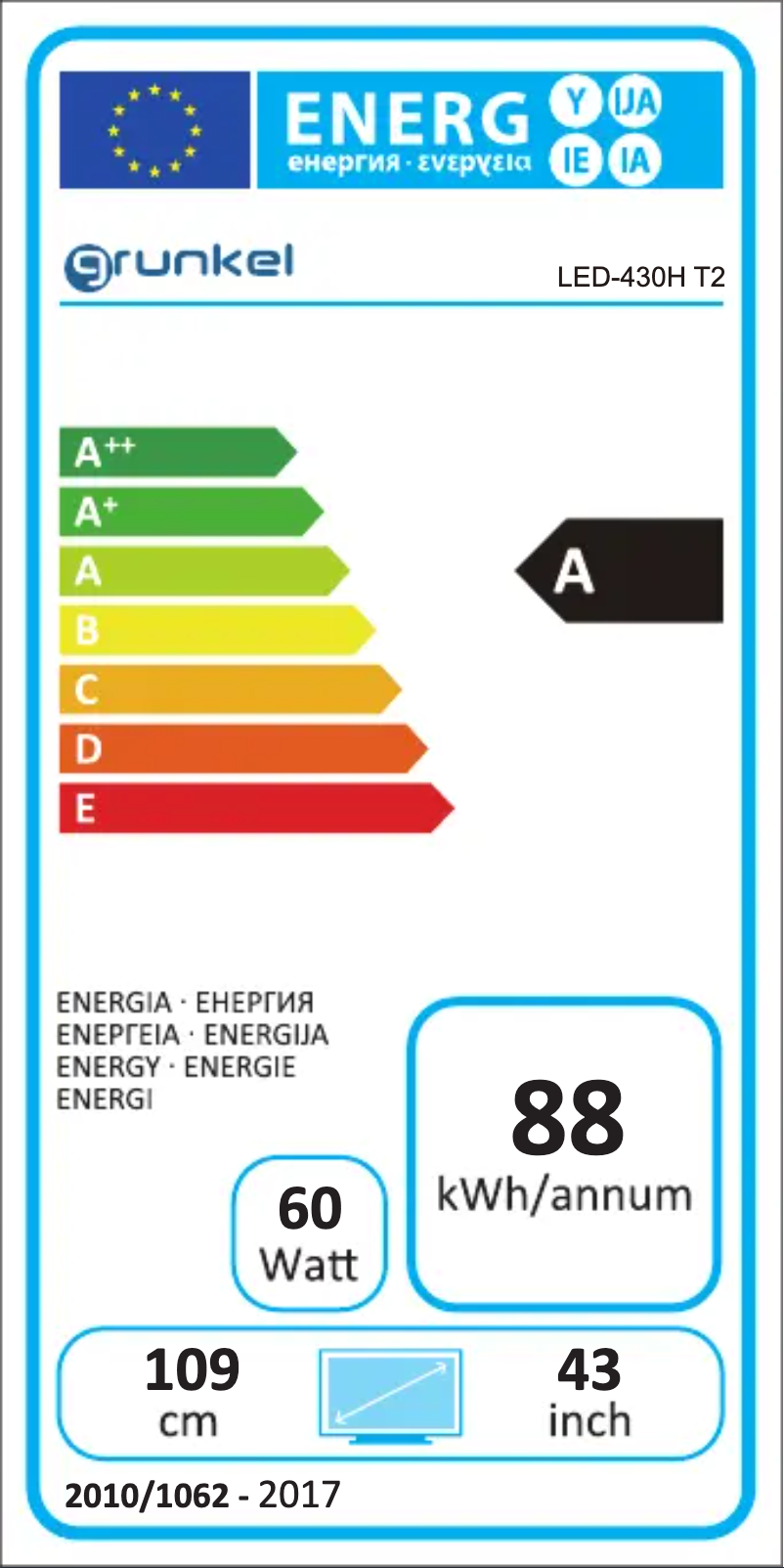 Page 1 de la notice Manuel utilisateur Grunkel LED-430H T2