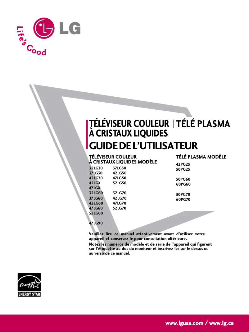 Page 1 de la notice Manuel utilisateur LG 3750