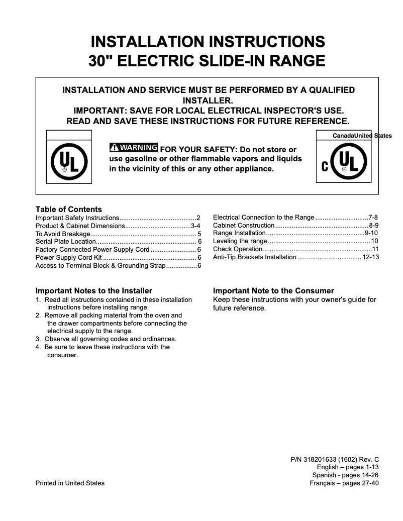 Page 1 de la notice Guide d'installation Electrolux EW30ES80RS