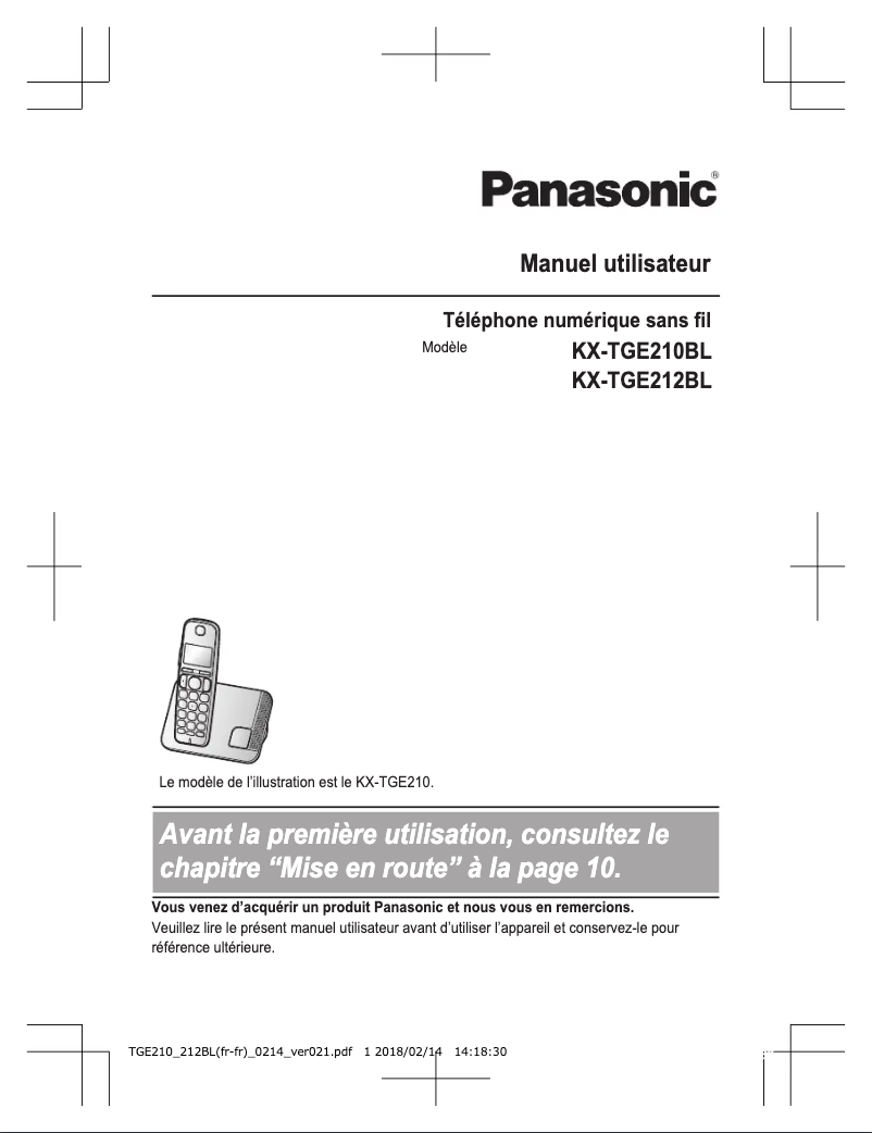 Página 1 del manual Manual de usuario Panasonic KX-TGE210BL