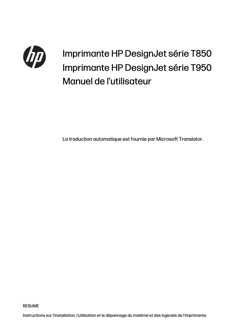 Imagen de la primera página del manual del dispositivo DesignJet T950