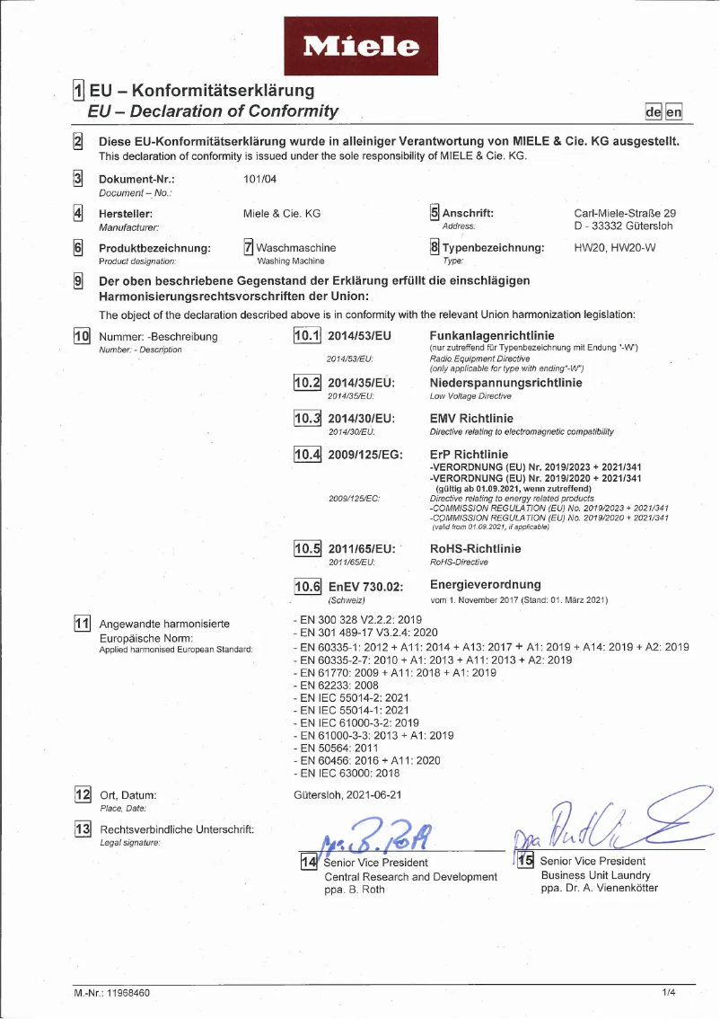 Page 1 de la notice Manuel utilisateur Miele WEG 375 WCS PWash & 9kg